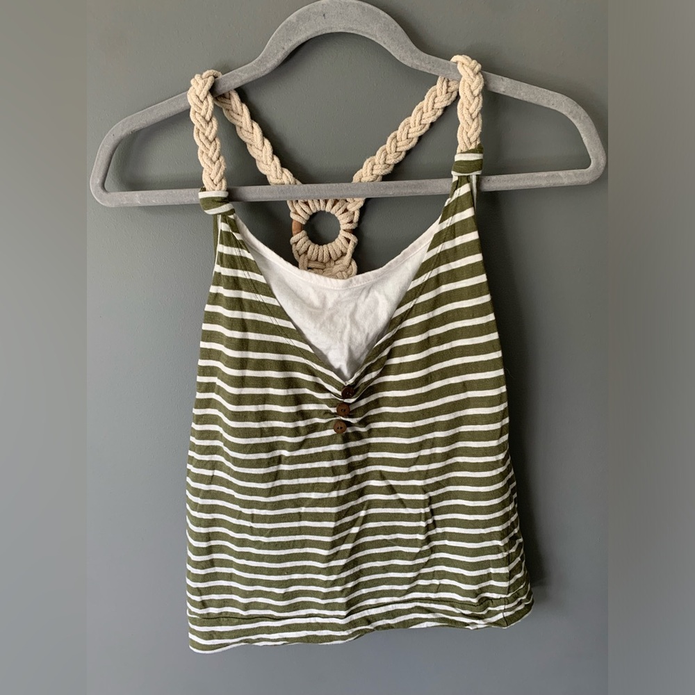 One Step Up Y2K macrame racer back tank top